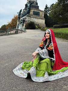 Nouveau dernier moderne Afghan Vintage bohème poids lourd genou longueur a-ligne Silhouette robe en dentelle florale couleurs personnalisables 100% - Product Image 4