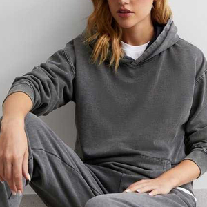 Vente Chaude Sweat à Capuche Femme Oversize Délavé à l'Acide Style Vintage Effet Usé Streetwear 100% Coton 360g - Direct Usine - Product Image 2