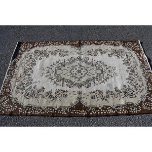 พรมขนแกะสีเบจสีน้ำตาล6.7ft x 3.8แบบดั้งเดิมพรมสี่เหลี่ยมผืนผ้าตุรกีสำหรับบ้านห้องนั่งเล่น - Product Image 4