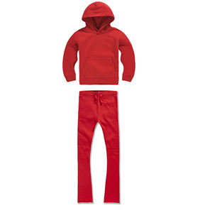 Combinaisons de survêtement superposées personnalisées pour enfants Combinaisons de survêtement à capuche pour bébés garçons Pantalons de survêtement unisexes et survêtements évasés Ensembles de jogging - Product Image 2