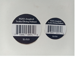 Pegatinas redondas impresas hechas a medida, junto con códigos de barras para diseñadores de ropa y tiendas de casa en tamaños surtidos - Product Image 1