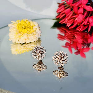 Premium 14K oro rosa remolino pendiente natural H I redondo brillante corte diamante pendientes proveedor al por mayor regalo de lujo - Product Image 4