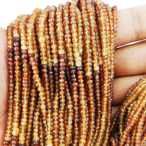 Hessonite-filamento de cuentas para hacer collares y pulseras, piedra preciosa facetada, granate, 3-4mm, hebra larga de 13 pulgadas - Product Image 2