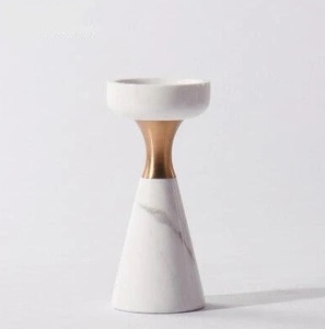 Solid Marble Base with Metal Top Christmas Decorative Pillar <b>Candlestick</b> <b>Holder</b> - Product Image 4