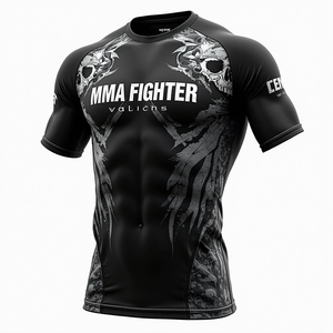 Protector de erupción MMA personalizado diseñado para la comodidad con mangas cortas completas y tejido transpirable kimono de jiu jitsu 100% - Product Image 2