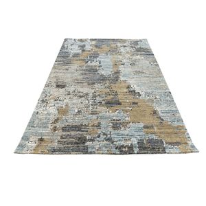 Ensemble de tapis persans en soie de bambou noués à la main, design turc, à poils coupés, brodés, abstraits, de prière, antidérapants, à poils moyens - Product Image 3