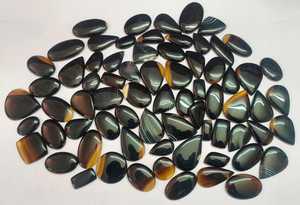 Piedra preciosa de ónix negro de alta calidad, piedra suelta Natural en forma de mezcla, cabujón, joyería increíble con piedra de ónix negro - Product Image 3