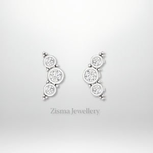 Wholesale 3 Diamond Bezel Curve <b>Stud</b> Earrings 14K Gold Helix and <b>Cartilage</b> Piercing Jewelry Natural and Lab Grown Diamonds - Product Image 4