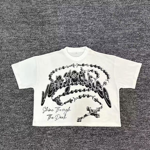 Camiseta de lavado ácido impresa Digital personalizada de fábrica, camisetas bordadas desgastadas Vintage de algodón pesado para hombre - Product Image 1