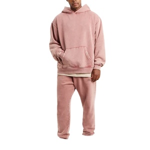 Sweat à capuche délavé surdimensionné pantalons de survêtement vintage survêtements vierges roses survêtement polaire tech personnalisé ensembles pour hommes grande taille Vêtements décontractés - Product Image 1