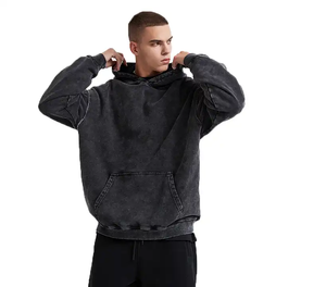 Sweat-shirt à capuche en jersey contrasté de style occidental OEM pour hommes, motif uni, coupe-vent, respirant, écologique, hiver - Product Image 2