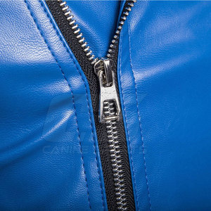 Veste en cuir véritable personnalisée en Offre Spéciale pour hommes coupe ajustée avec col montant et tissu en toile avec logo sur le devant - Product Image 6