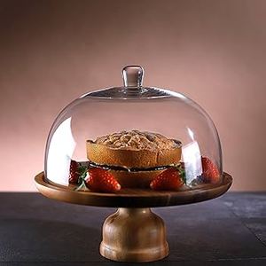 Metal Knob Wooden <b>Cake</b> Stand With <b>Glass</b> <b>Dome</b> Wholesaler Premium Bamboo <b>Cake</b> Stand Display <b>Dome</b> Luxury Design - Product Image 4