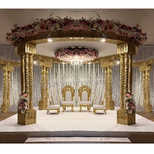 Sublime Indian Wedding <b>Decor</b> Triveni Mandap Hindu Marriage Wooden Carved Triveni Mandap Indian Wedding Wooden Accent Mandap USA - Product Image 1