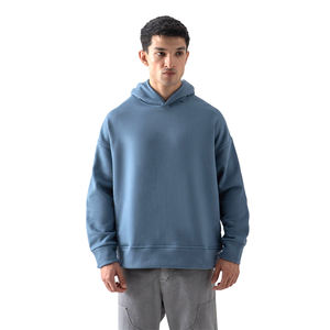 Sweat à capuche zippé pour homme, personnalisé avec logo OEM, sport, gym, poids lourd, décontracté, hiver, épaules tombantes - Product Image 3