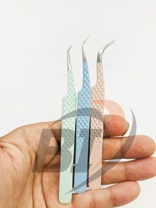 Pinzas de pestañas de etiqueta privada con recubrimiento de color personalizado Pinzas de extensión de pestañas de acero inoxidable sólido con punta puntiaguda - Product Image 5