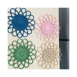 New Design Flower Brown Black Green <b>White</b> Rattan <b>Placemat</b> Charger Handwoven for Dinning Table - Product Image 5