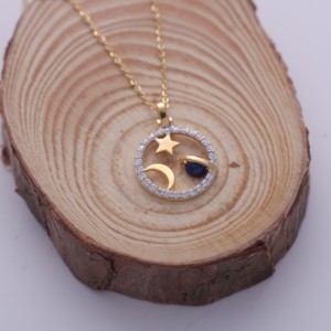 Colgante de Diamante Cultivado en Laboratorio Certificado por IGI, Diseño de Estrella Celestial, Luna y Planeta, en Oro Amarillo/Blanco y Rosa de 18K, con Halo Circular y Galaxia - Product Image 3