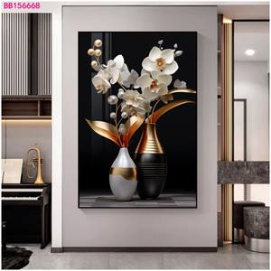 ขวดดอกไม้สีดำและสีทองหรูหราสำหรับตกแต่งบ้านภาพวาดคริสตัลเซรามิก - Product Image 6