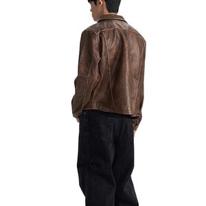 Haute qualité hommes hiver veste en cuir nouveau Style Street Wear col rabattu polaire matériel coupe-vent imperméable avant - Product Image 1