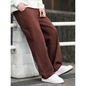 Funky <b>Mens</b> Modern Trending Brown Straight Mid Washed Lightweight Denim <b>Jeans</b> Eco Friendly Breathable Vintage Style Loose Autumn - Product Image 3