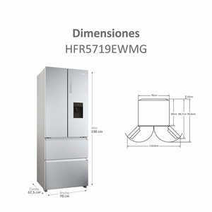 Réfrigérateur-congélateur à portes françaises <span class=keywords><strong>Haier</strong></span> HFR5719EWMG 190 Argent, en acier inoxydable, portable, électrique, sans givre, pour utilisation en voiture - Product Image 5