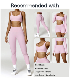 Logotipo personalizado Control de barriga Gimnasio Crop Tank Top Racerback Entrecruzado 2PCs Sujetador Leggings Yoga Wear Conjuntos de entrenamiento acanalado para Tallas grandes - Product Image 3