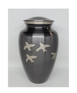 Oiseau allant à la maison Urnes de crémation de couleur grise pour les cendres humaines avec sac de velours gratuit - Product Image 1