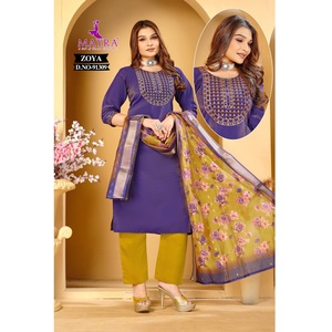 ชุดเสื้อผ้าผ้าไหมโรมัน งานปักลายแบบแท็บลา ผ้าแจ็คการ์ด ผ้าบุตติ ผ้าออร์แกนซ่า ผ้าคลุมไหล่ สำหรับส่งออก ชุดเสื้อและกางเกง สไตล์อินเดีย ปากีสถาน สำหรับงานแต่งงานแบบสบายๆ - Product Image 1