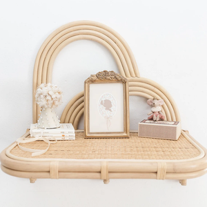 Étagère murale en rotin arc-en-ciel, style bohème, rotin naturel fait à la main, décoration murale pour chambre d'enfant - Product Image 1