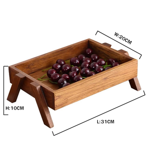 Plateau de présentation de fruits en bois naturel Plateau de service rustique Plateau de décoration de table de cuisine en bois fait à la main d'Inde - Product Image 5