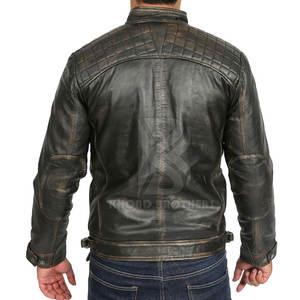 Chaqueta de piel de vaca de estilo callejero para hombre, ropa de moda de alta calidad con logotipo personalizado y cuello levantado - Product Image 3