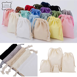 Sacs à cordes en toile imprimée, coton et lin, emballage cadeau, petit sac à cordon anti-poussière avec logo personnalisé - Product Image 4