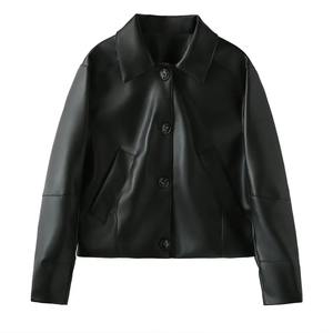 เสื้อผ้าแฟชั่นใหม่สำหรับผู้หญิงเสื้อโค้ทหนัง PU สไตล์ยุโรปและอเมริกาดีไซน์หรูหรา2025ฤดูร้อน - Product Image 3