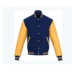 Vestes universitaires tendance pour hommes avec manches en simili cuir, col rond, doublure en laine douce, commande en gros disponible - Product Image 1