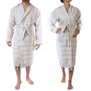 Albornoz Pestemal Turco Unisex de Lujo, Tejido, 100% Algodón, con Capucha, Diseño a Rayas, Tallas Grandes, Elegante y Moderno, Venta al Por Mayor - Product Image 1