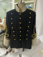 Nouveau Hussard Impérial Cosplay Noir Hommes Vestes Britannique Napoléon Costume Uniforme Manteau Parade Sur Mesure Vintage Veste