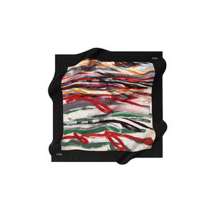 Black Cotton Floral Abstract Pattern Square Scarf - Product Image 1