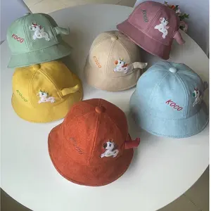 Children Unisex Cotton Fashion Accessories Four Seasons Yarn Multi Colors Casual Bucket Hats from Vietnam