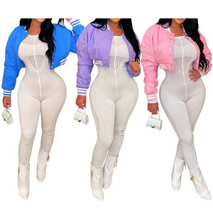 Chaqueta corta universitaria Letterman de Material para mujer con manga larga para mujer, chaqueta universitaria de béisbol de talla grande para mujer - Product Image 5