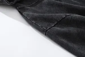 OEM Pull à capuche brodé délavé à l'acide avec impression de logo personnalisé 100% coton Sweat à capuche surdimensionné uni vintage pour hommes délavé à l'acide - Product Image 6