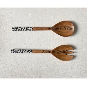 2026 Hot Selling Wooden <b>Salad</b> Server Set With Enamel Sticker Print Acacia <b>Salad</b> <b>Spoon</b> Factory Wholesale Serving Tool Kitchenware - Product Image 1