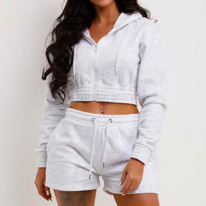 ชุดเสื้อฮู้ดผู้หญิง XL เสื้อครอปแบบสั้นทำจากโรงงานผ้าฝ้ายถักกันลมใส่ลำลอง - Product Image 4