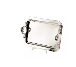 Plateau de service décoratif en métal d'acier inoxydable de table de forme rectangulaire polie brillante servant la nourriture délicieuse - Product Image 3