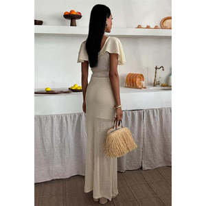 Vestido de Punto con Escote Profundo y Detalles de Malla 2867 - Transpirable y con Cintura Natural para Ocasiones Informales - Product Image 5