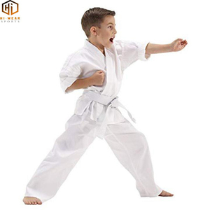 2025 nuevos uniformes de Karate para niños 8oz blanco PolyCotton Gi con cinturón nuevo desgaste de artes marciales - Product Image 6