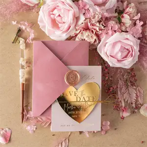 New Arrival Heart Magnet Velvet Wedding Invitations Elegant Velvet Envelope Wedding Invitation Card