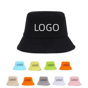 Hochwertige billige benutzer definierte Eimer Hüte Stickerei Logo Flat Top einfarbig Unisex Angel kappe Kinder Erwachsene Fischer Eimer Hut