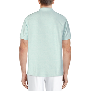 Camisa de manga corta a rayas de color menta claro de corte regular Lilen para hombre con diseño de logotipo personalizado OEM 100% con cuello vuelto de BD - Product Image 2