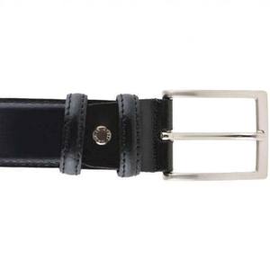 Cintura da uomo fatta a mano italiana di alta moda in elegante classica vera pelle nera larghezza 3.5 cm con fibbia ad ardiglione 6 pezzi in una scatola - Product Image 3